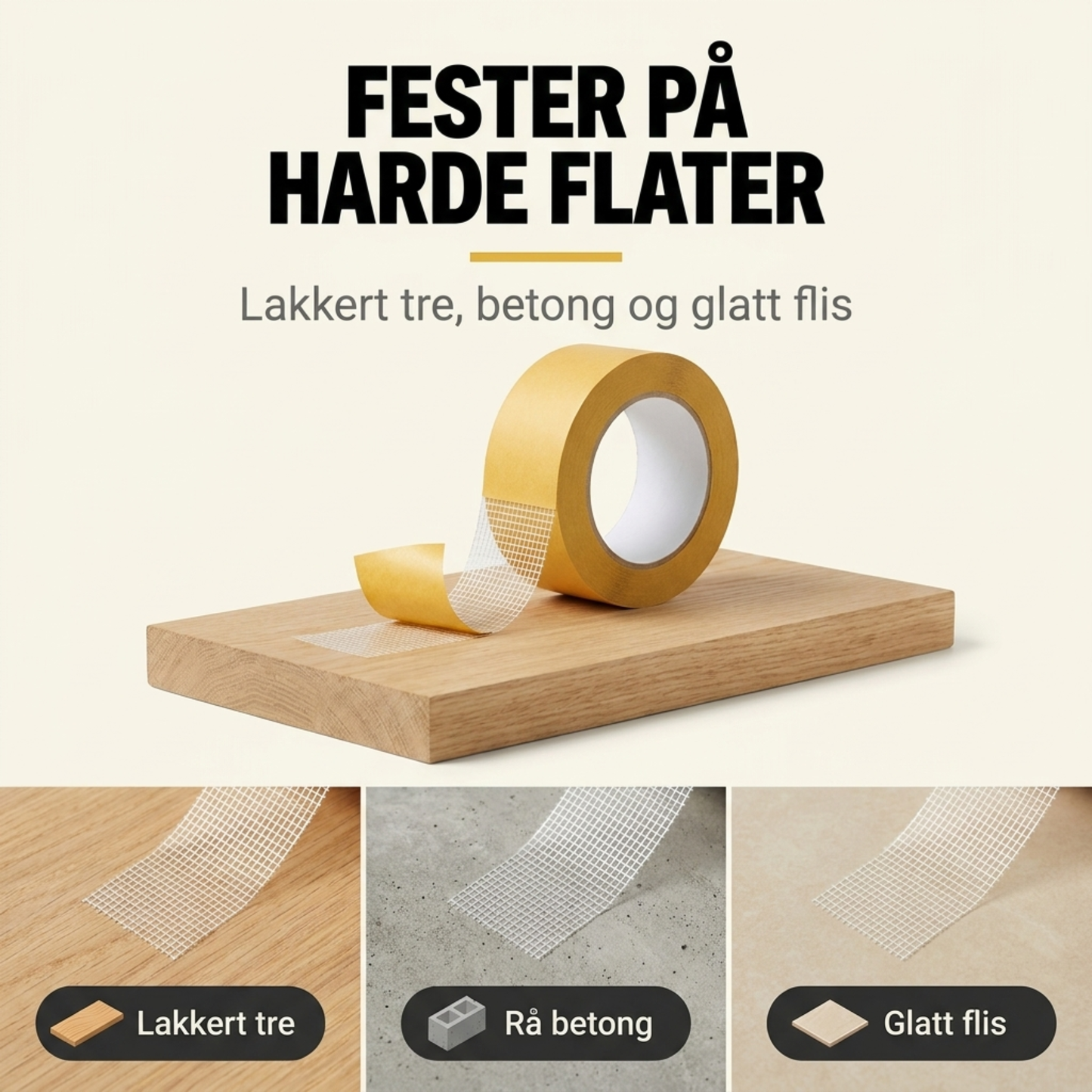 FiberGrip — dobbeltsidig teip med fibernett