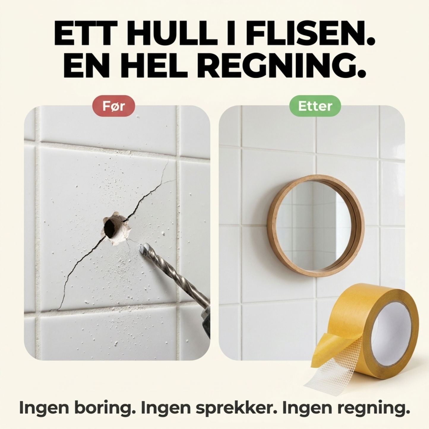 FiberGrip — dobbeltsidig teip med fibernett