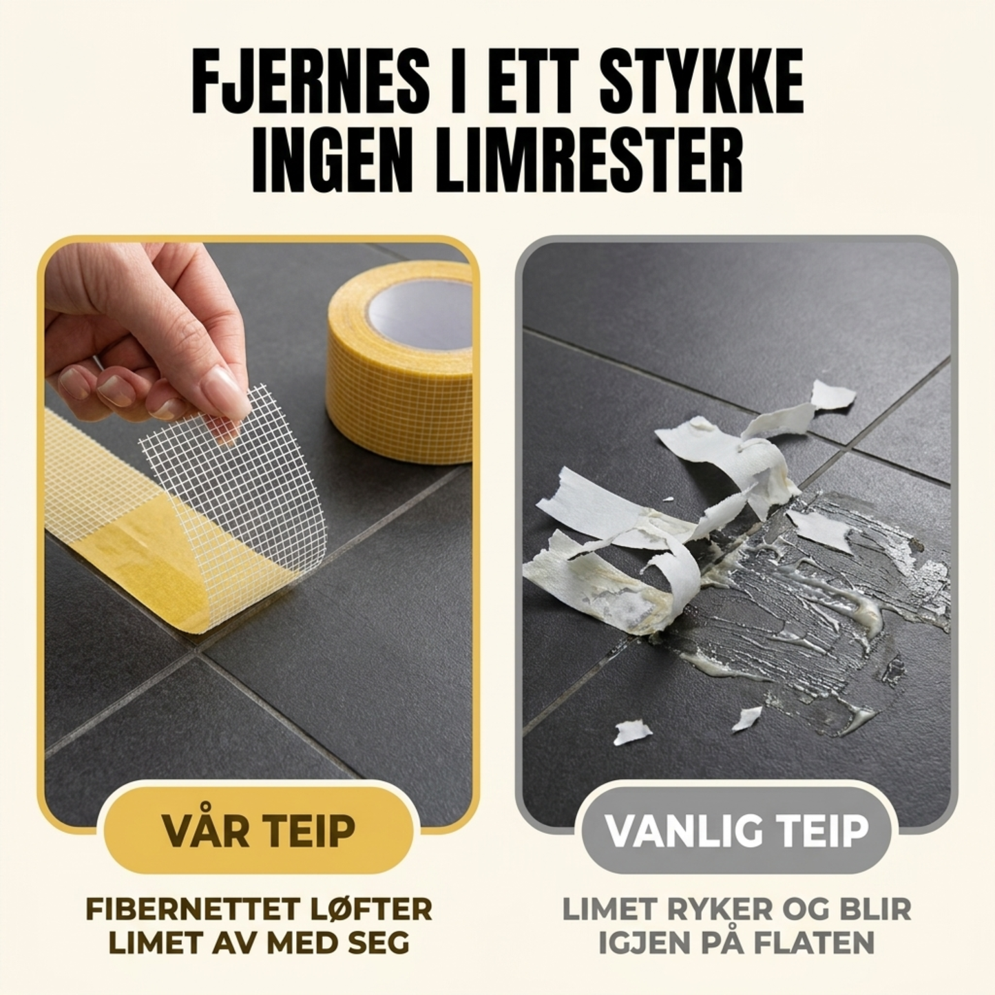 FiberGrip — dobbeltsidig teip med fibernett