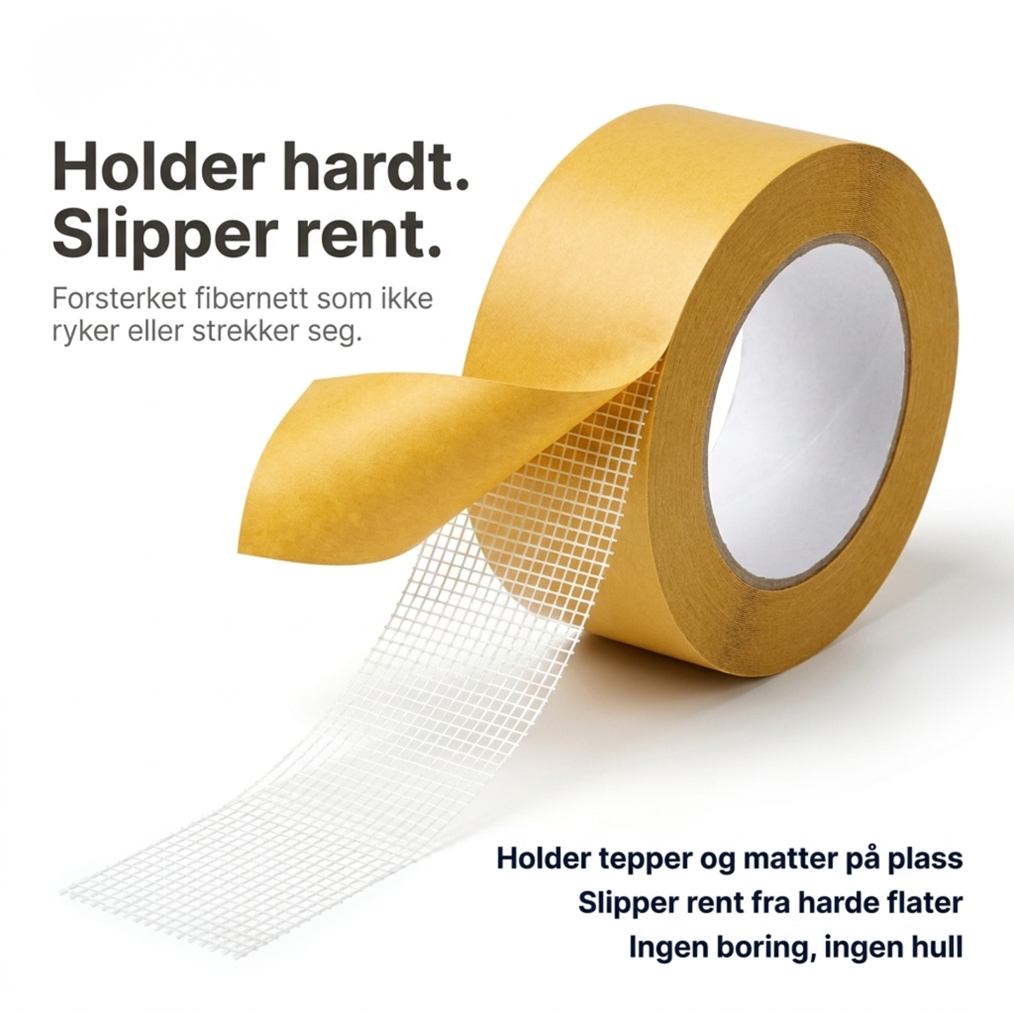 FiberGrip — dobbeltsidig teip med fibernett